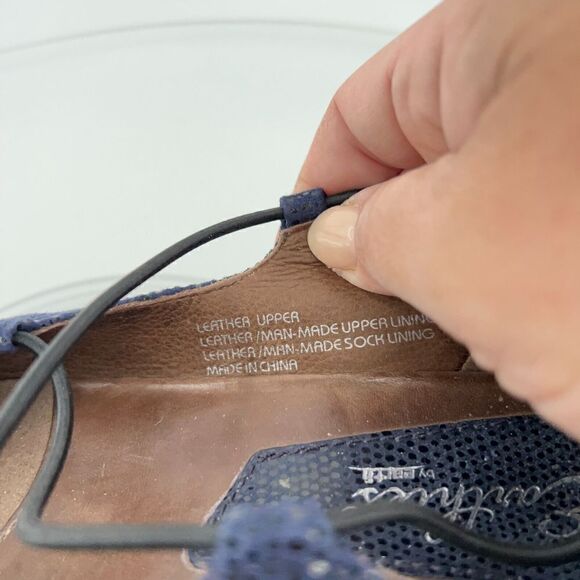 Earthies by Earth Women's Size 7 Essen Navy Blue Leather Flats Strappy Slip On - Picture 13 of 15